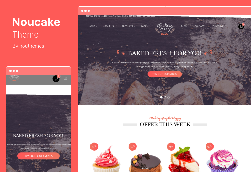 Noucake Theme - Bakery WordPress Theme
