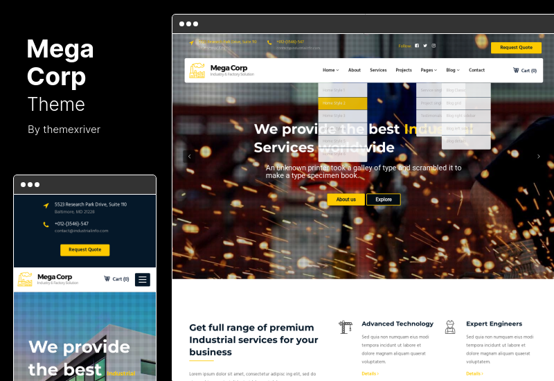 MegaCorp Theme - Industrial Industry Factory WordPress Theme