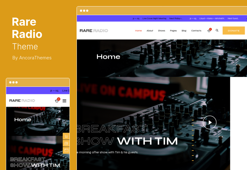 Rare Radio Theme - Online Music Radio Station Podcast WordPress Theme
