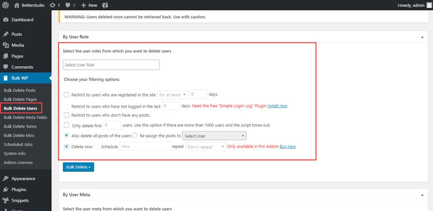 bulk delete WordPress users with a specific role