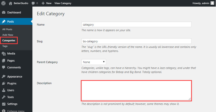 add categories in wordpress