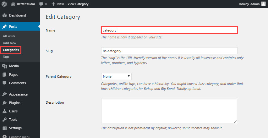 añadir categorías en wordpress