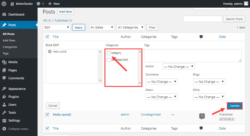 add categories in wordpress