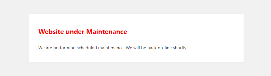 WordPress Maintenance Mode