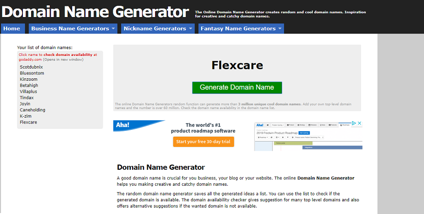 domain name generator algorithm