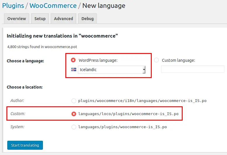 Change WooCommerce Language