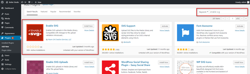 svg in wordpress