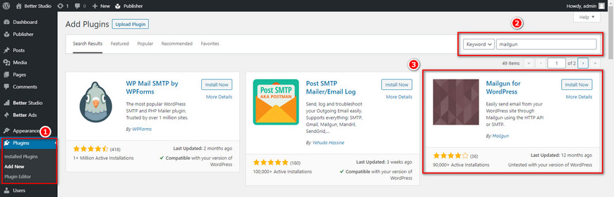 install mailgun wordpress plugin