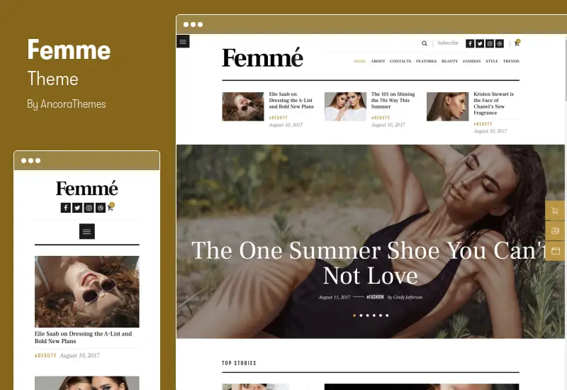 Femme Theme - An Online Magazine, Fashion Blog WordPress Theme
