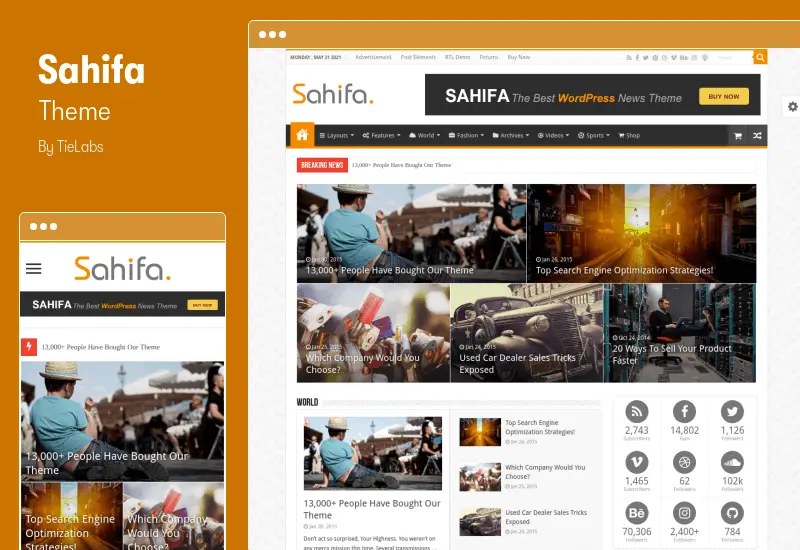 Sahifa Theme - Responsive WordPress News / Magazine / Blog Theme