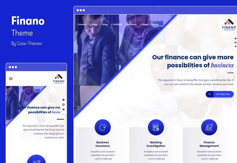 Finano Theme - RTL Finance Consulting WordPress Theme
