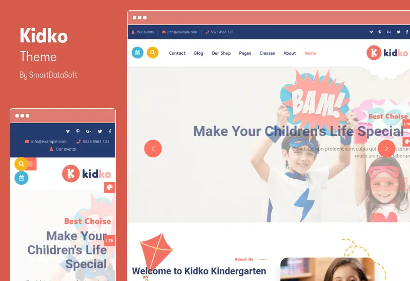 Kidko Theme - RTL Kindergarten & Baby Care WordPress Theme