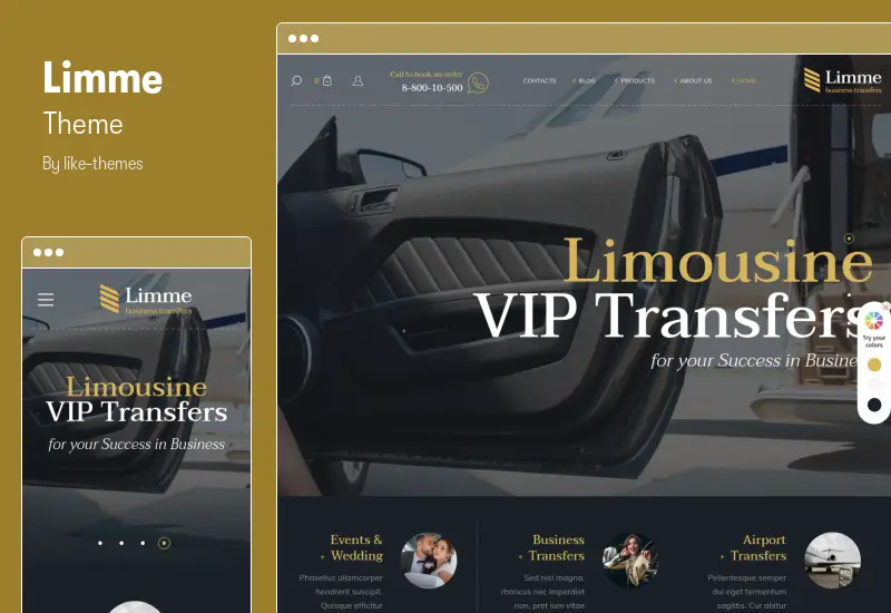 Limme Theme - RTL Limousine Transfers WordPress Theme