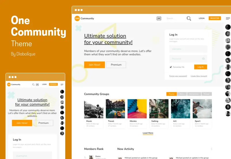 One Community Theme - BuddyPress Membership Elementor Theme