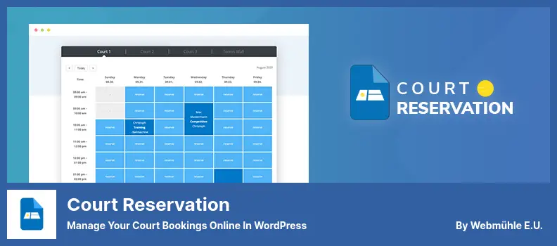 Court Reservation Plugin - Manage Your Court Bookings Online in WordPress