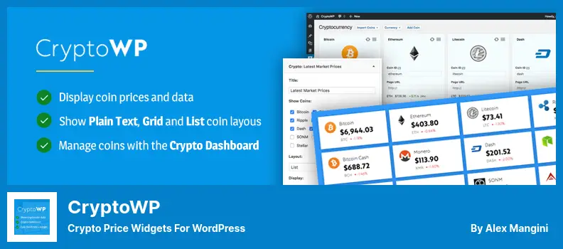 CryptoWP Plugin - Crypto Price Widgets for WordPress