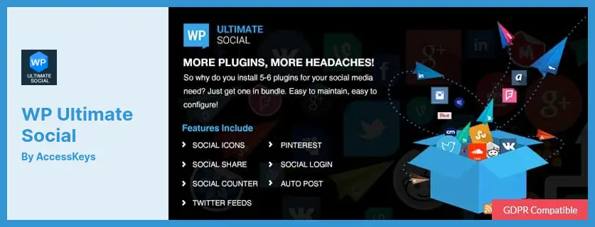 WP Ultimate Social Plugin - All in One Social Features’ Collection WordPress Plugin