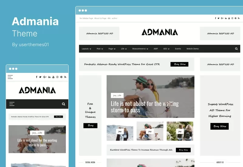 Admania Theme - Adsense WordPress Theme With Gutenberg Compatibility