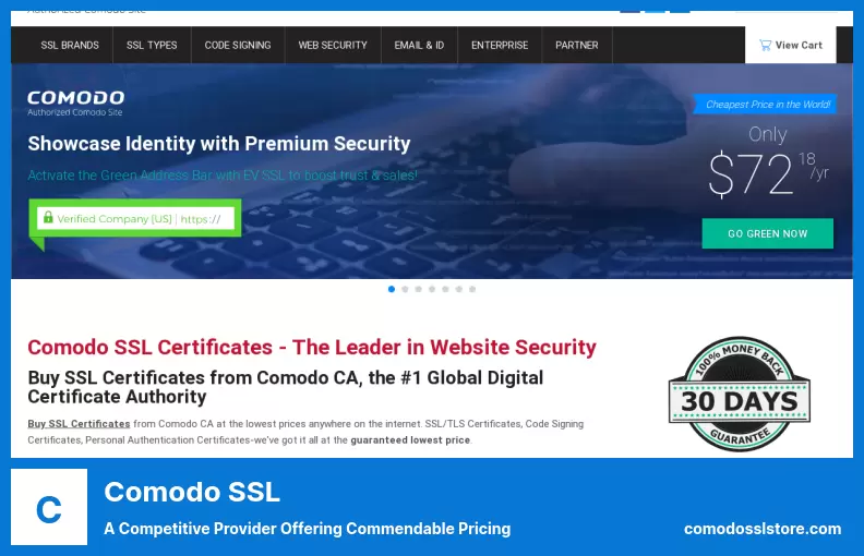 Comodo SSL - A competitive provider offering commendable pricing