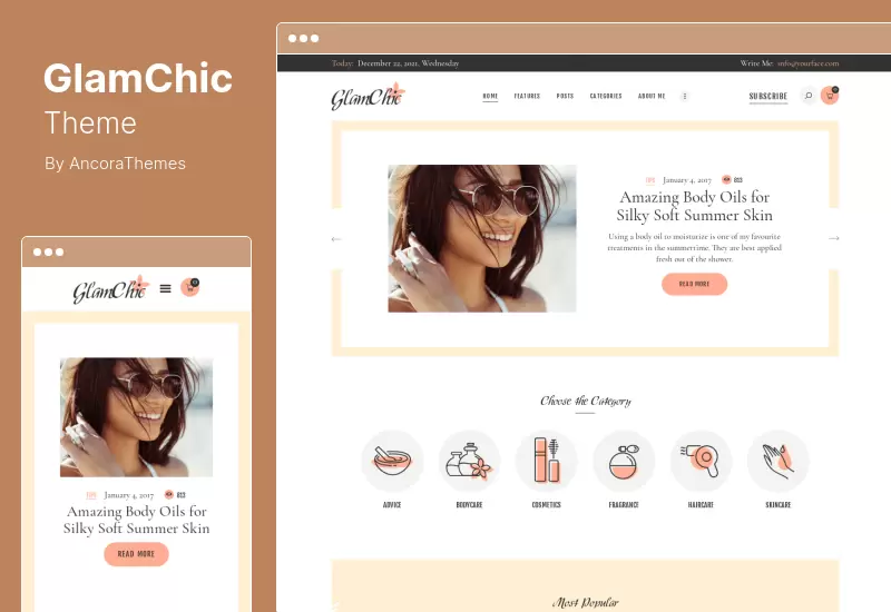 GlamChic Theme - Beauty Blog  Online Magazine WordPress Theme