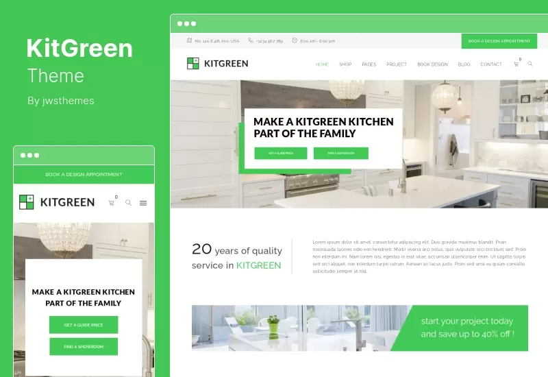 KitGreen Theme - Interior Kitchen Design WordPress Theme