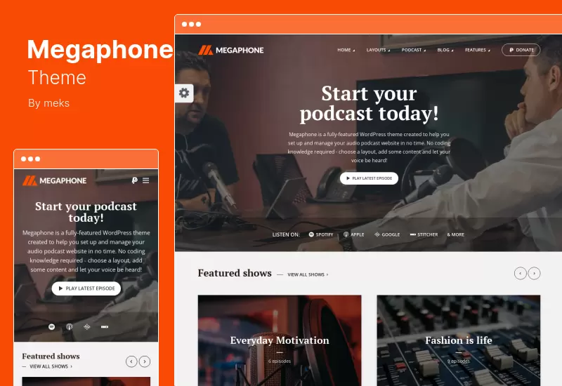 Megaphone Theme - Podcast WordPress Theme for Audio Video