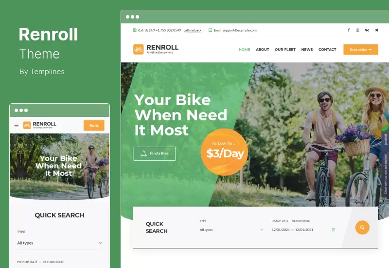 Renroll Theme - Scooter  Bike Rentals Theme