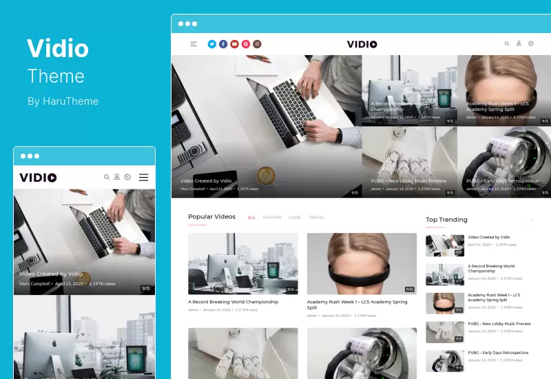 Vidio Theme - Video Manager WordPress theme