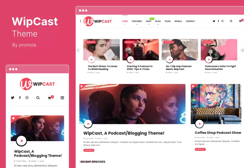 WipCast Theme - A Podcast   Blogging WordPress Theme