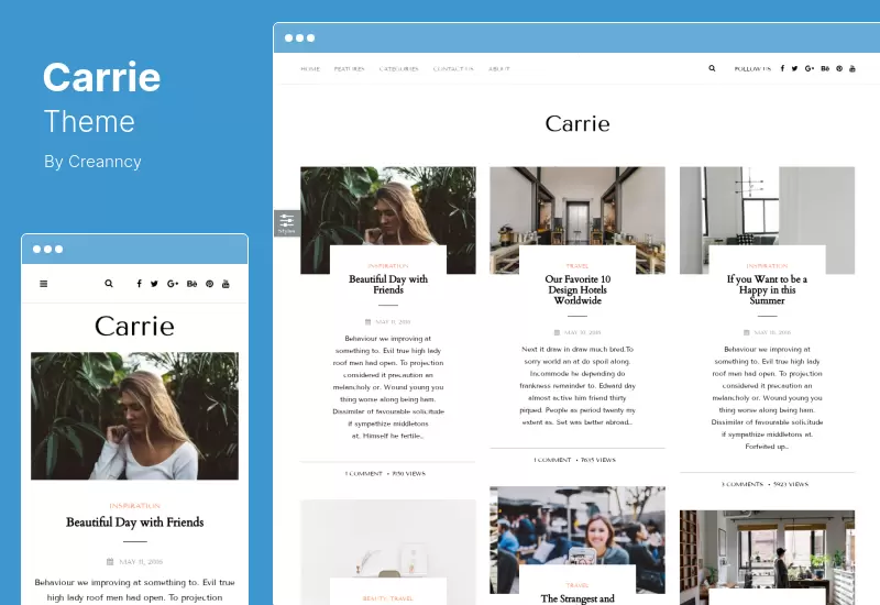 Carrie Theme - Personal  Magazine WordPress Theme
