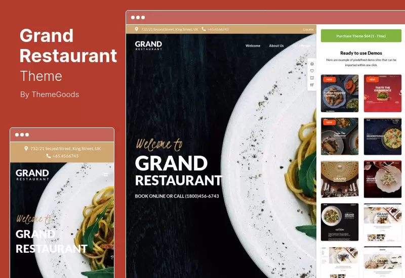Grand Restaurant Theme - Vegan Food, Cooking, and Bakery WordPress Theme