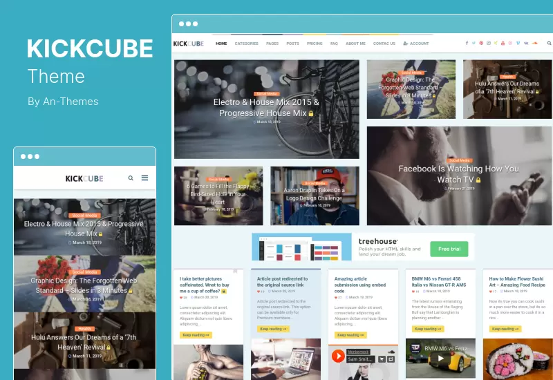 KICKCUBE Theme - Membership  User and Content Sharing WordPress  Theme