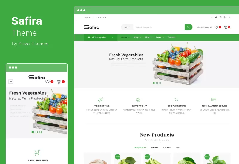Safira Theme - Food  Organic WooCommerce WordPress Theme