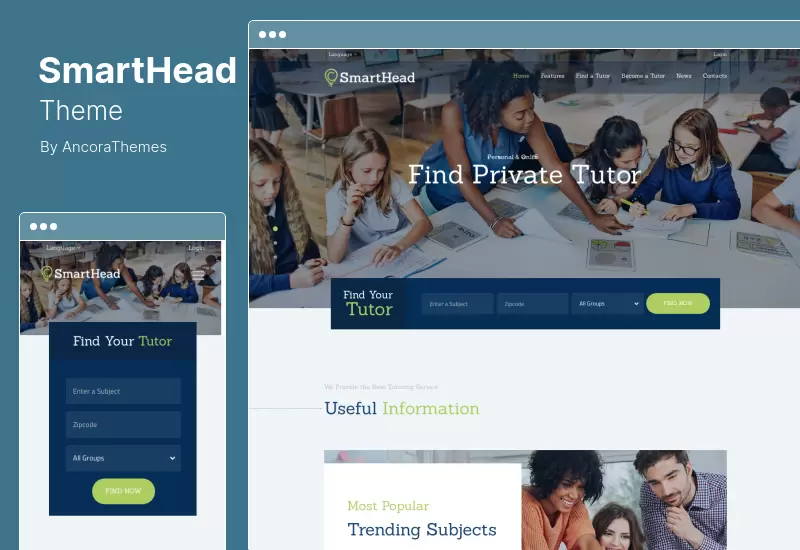 SmartHead Theme - Tutoring Service  Online School Education WordPress Theme