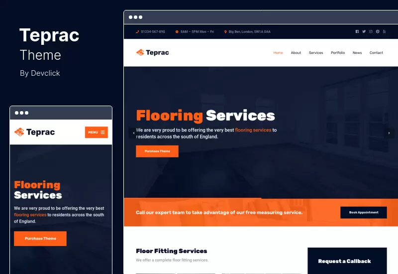 Teprac Theme - WordPress Flooring Services Theme