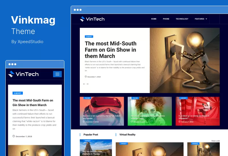 Vinkmag Theme - AMP Newspaper Magazine WordPress Theme