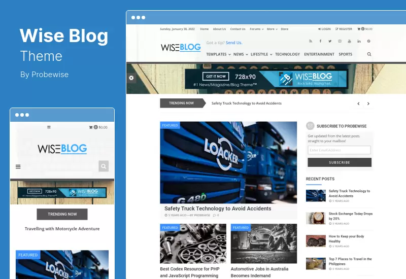 Wise Blog Theme - MultiPurpose AdSense Optimized WordPress Theme