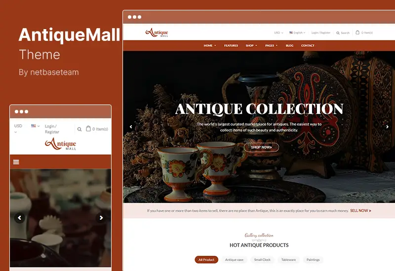 AntiqueMall Theme - Antique Store Marketplace WordPress Theme