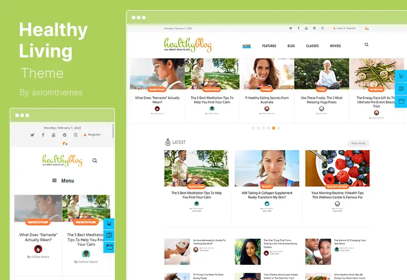Healthy Living Theme - Blog with Online Store WordPress Theme