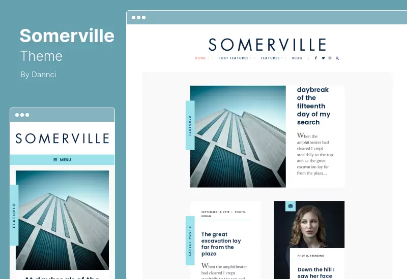 Somerville Theme - Minimalist  TypographyFirst WordPress Theme for Writers
