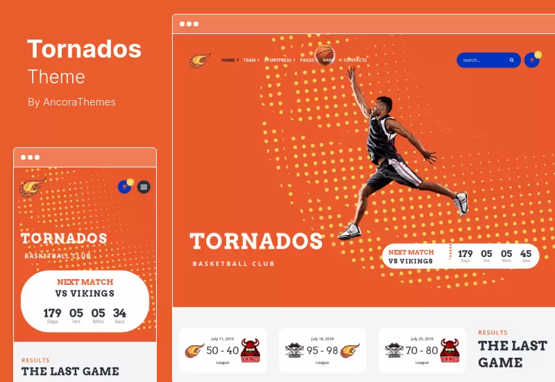 Tornados Theme - Basketball NBA Team WordPress Theme