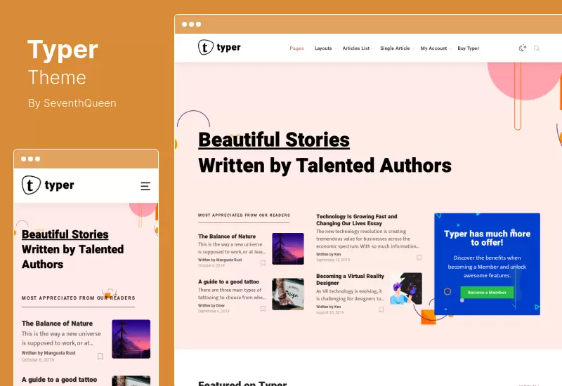 Typer Theme - Amazing Blog Multi Author Publishing WordPress Theme