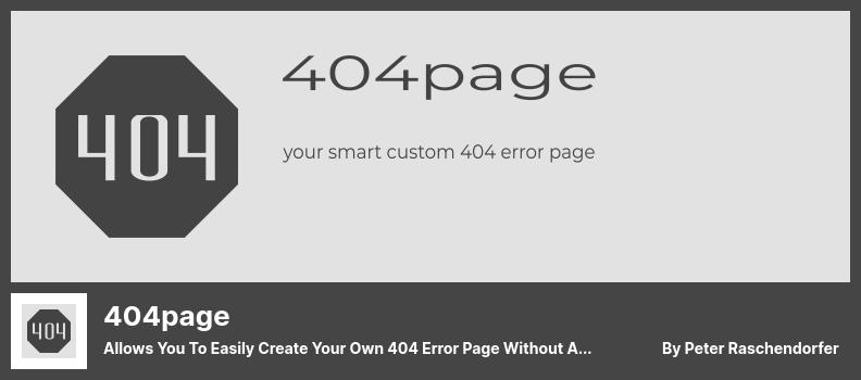 404page Plugin - Allows You To Easily Create Your Own 404 Error Page Without Any Effort