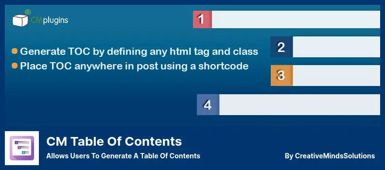 CM Table Of Contents Plugin - Allows Users To Generate A Table Of Contents