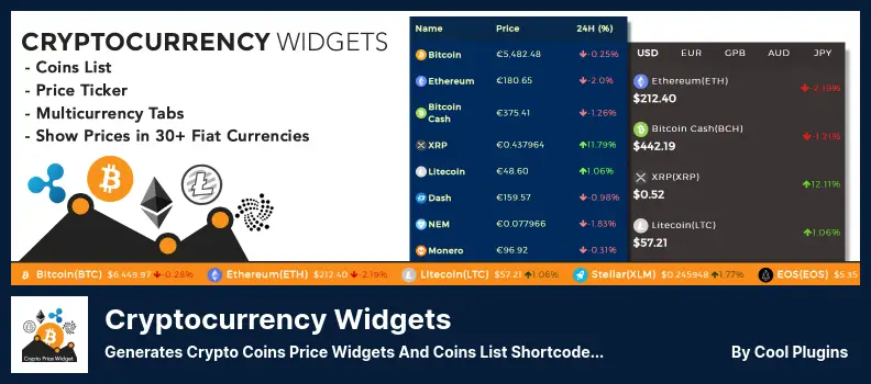 Cryptocurrency Widgets Plugin - Generates Crypto Coins Price Widgets and Coins List Shortcodes
