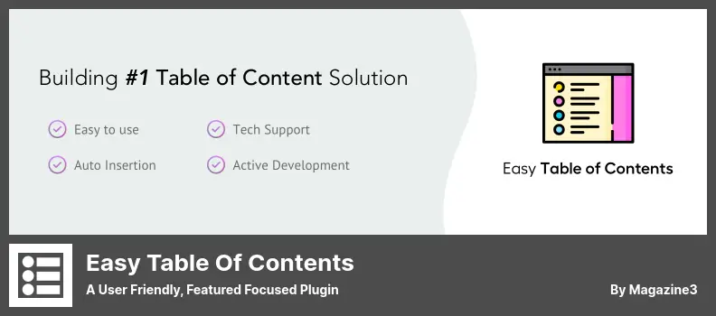 Easy Table of Contents Plugin - A User Friendly, Featured Focused Plugin