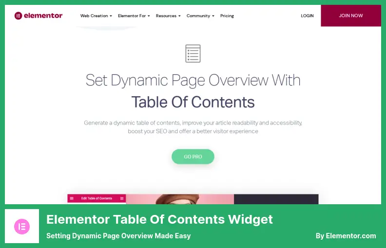 Elementor Table Of Contents Widget Plugin - Setting Dynamic Page Overview Made Easy