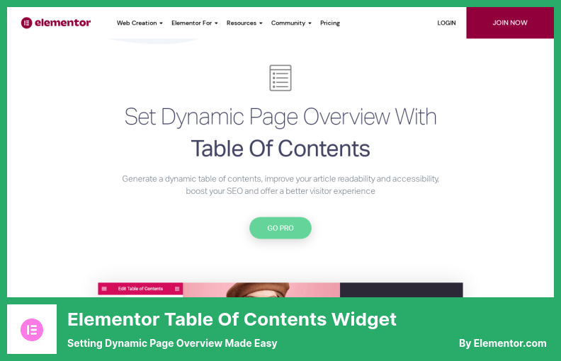 Elementor Table Of Contents Widget Plugin - Setting Dynamic Page Overview Made Easy