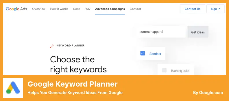 Google Keyword Planner Plugin - Helps You Generate Keyword Ideas From Google