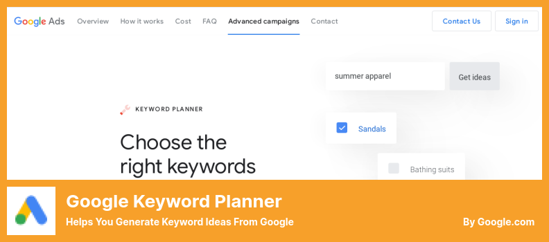 Google Keyword Planner Plugin - Helps You Generate Keyword Ideas From Google